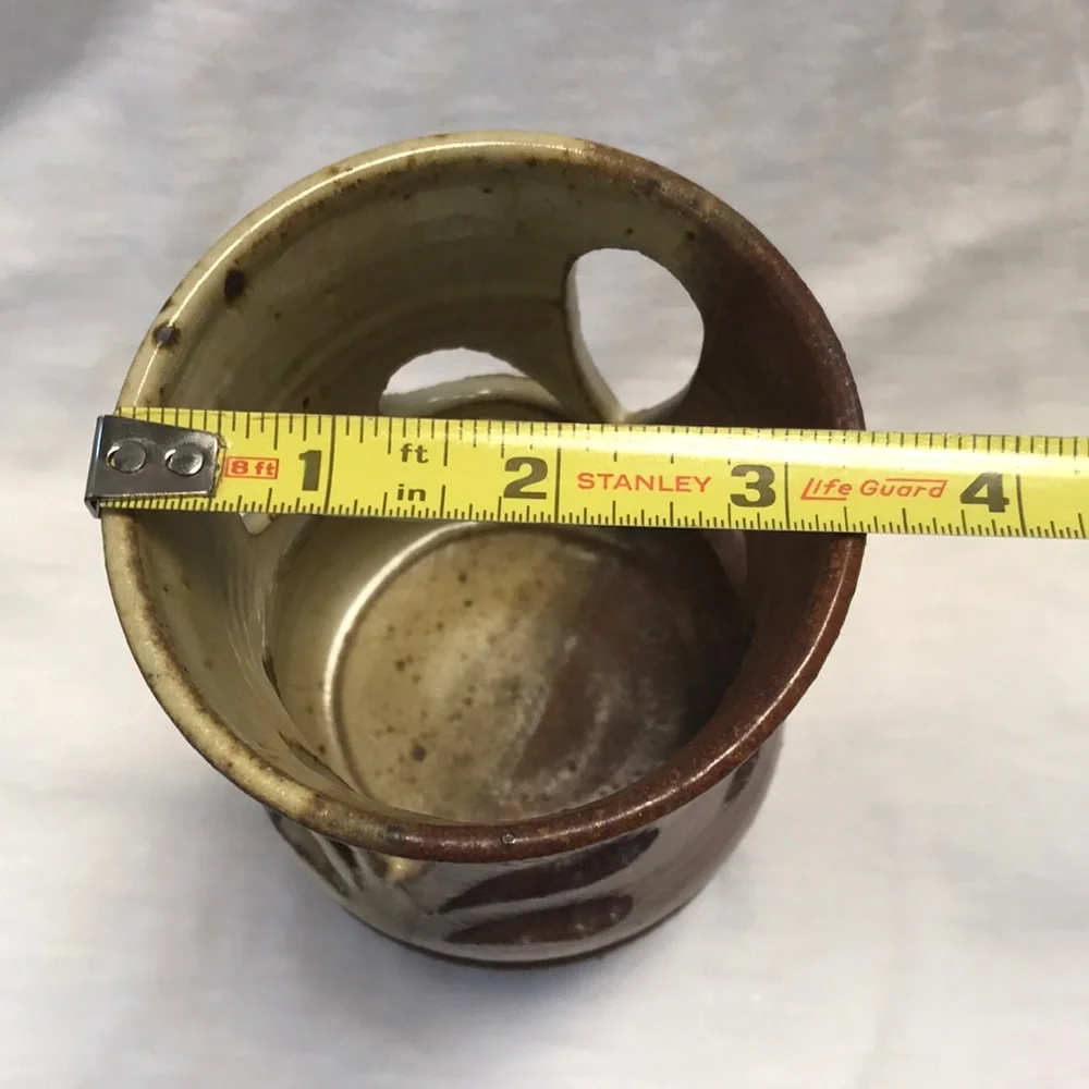 Vintage/MCM‎ Stoneware Pottery Artist Signed Candle Holder